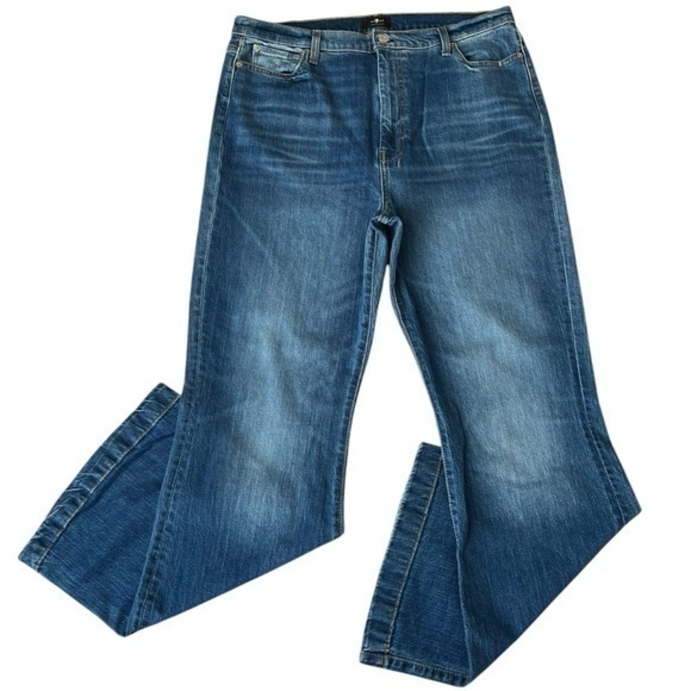 7 For All Mankind Women's Mid Blue Flare Jeans